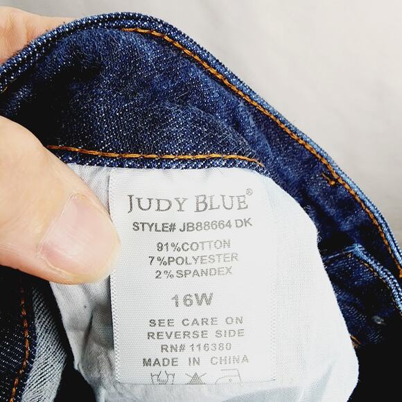 Judy Blue Dark Blue Curvy Darling High Rise Front Seam & Dart Wide Leg Jeans 16W - Picture 4 of 13